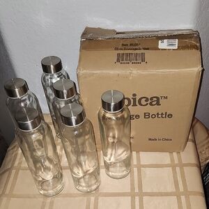 Clear Glass Beverage Bottle with Silver Cap